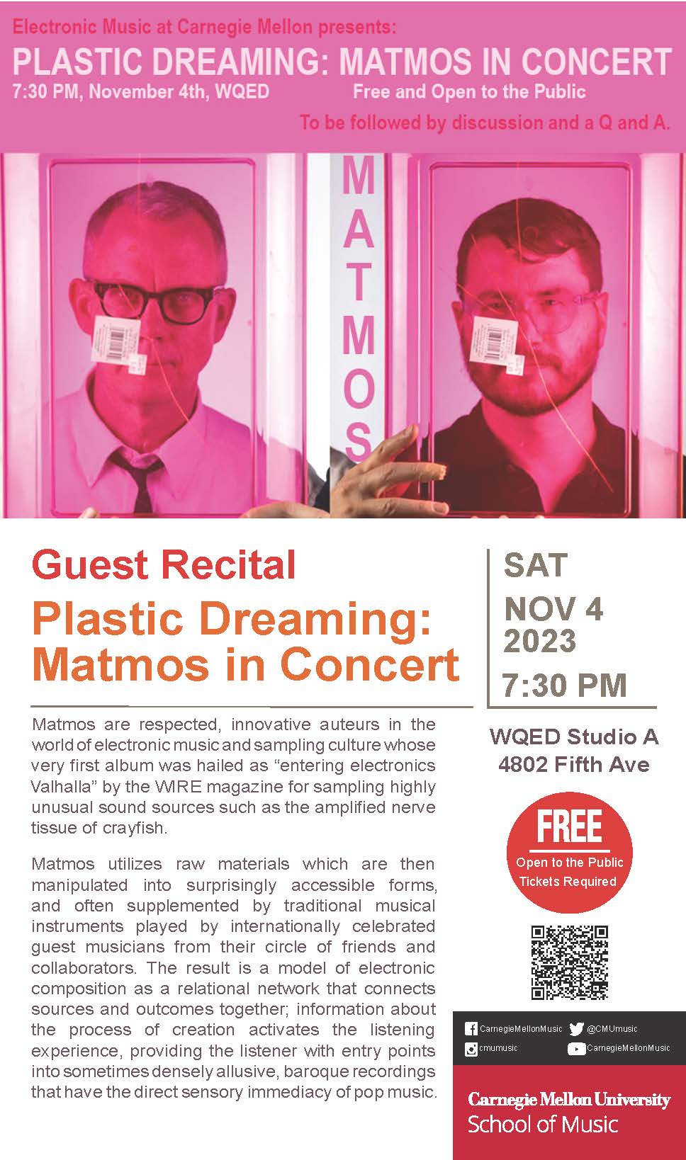 Thumbnail: (SOLD OUT) PLASTIC DREAMING: MATMOS IN CONCERT at WQED